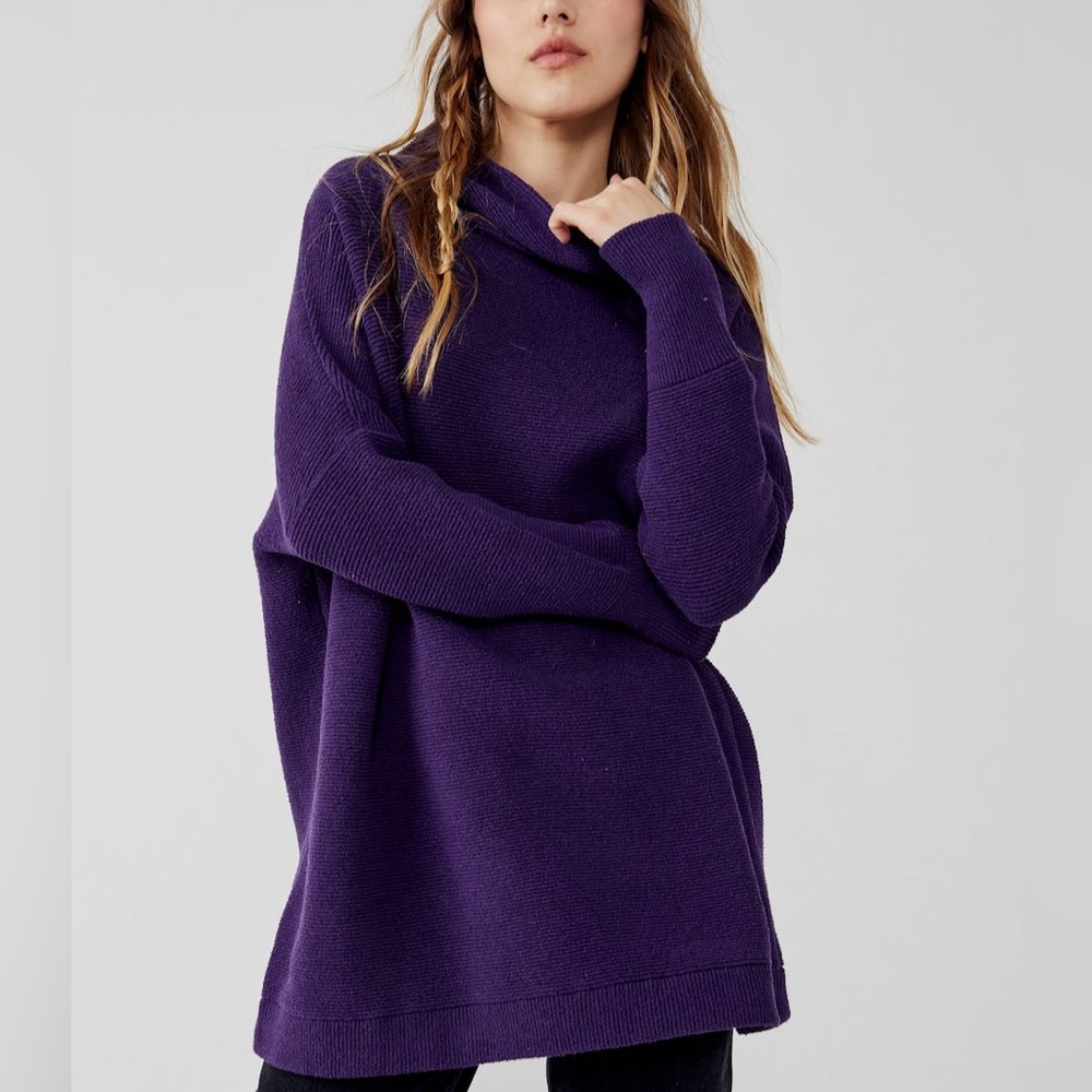 Free People Ottoman Slouchy Tunic Gothic Grape purple sweater oversized SMALL